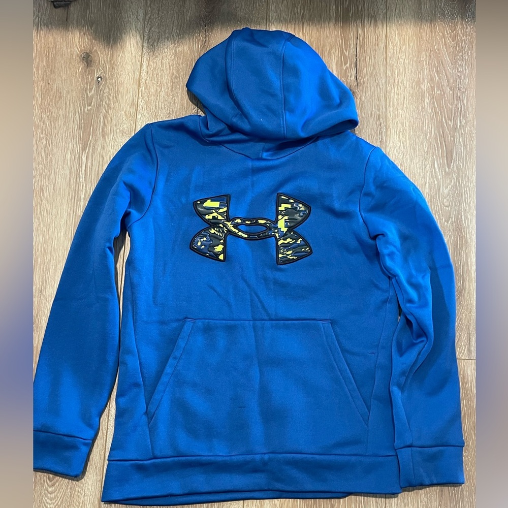 Under Armour Kids Blue Hoodie with Black and Yellow Logo